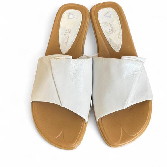 y2k 90's vintage Liz Claiborne White leather slide sandals size 8 - Picture 2 of 8